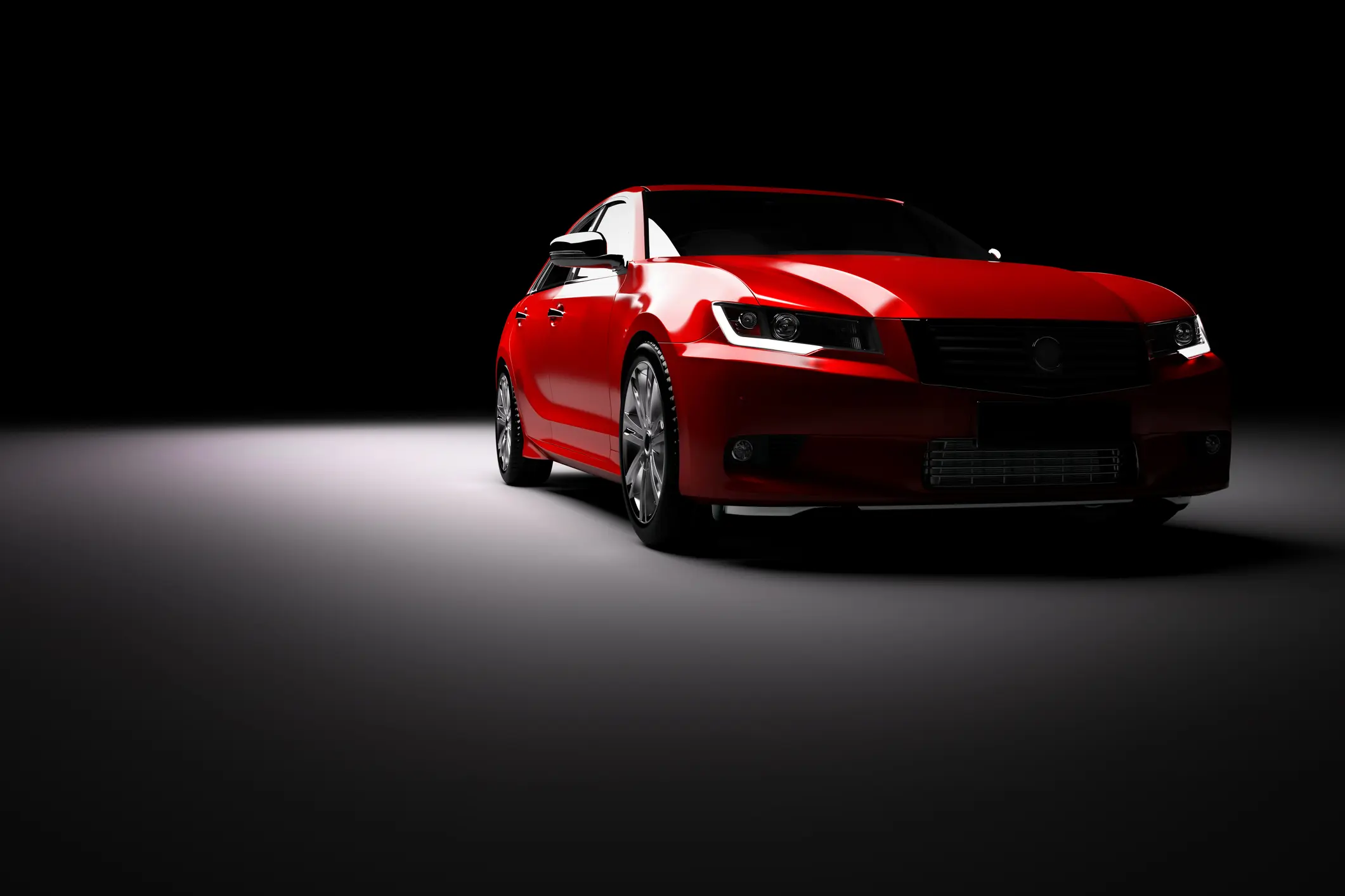 Red car in dramatic lighting